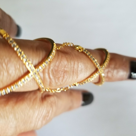 Brand new gold ring,pave crystal stones - Picture 5 of 8